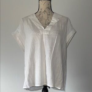 Hester and Orchard XL Elegant Linen White Women's Top